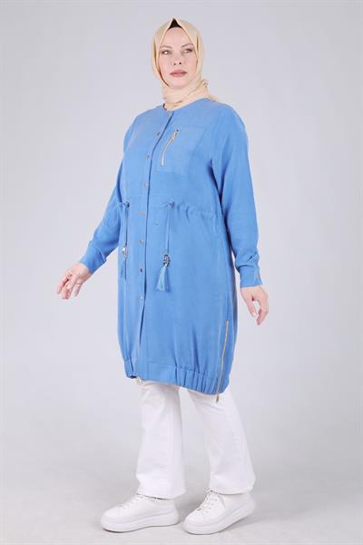 Behrem Büyük Beden Çıtçıtlı Kap Mavi OTW25097