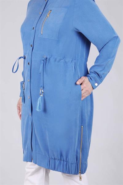 Behrem Büyük Beden Çıtçıtlı Kap Mavi OTW25097