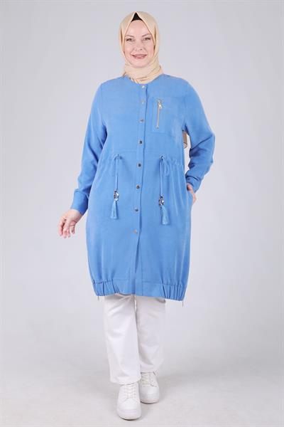 Behrem Büyük Beden Çıtçıtlı Kap Mavi OTW25097