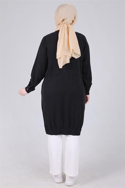 Behrem Büyük Beden Çıtçıtlı Kap Siyah OTW25097