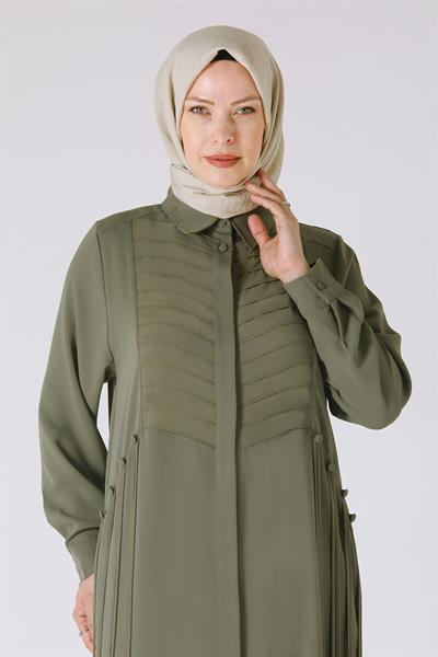 Behrem Büyük Beden Dokuma Ferace Haki OTW28067