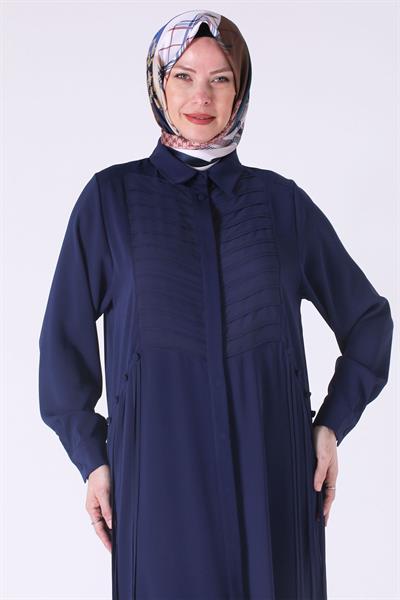 Behrem Büyük Beden Dokuma Ferace Lacivert OTW28067