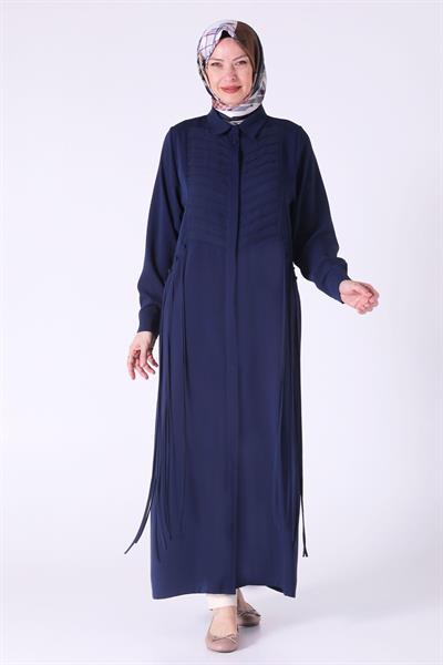 Behrem Büyük Beden Dokuma Ferace Lacivert OTW28067