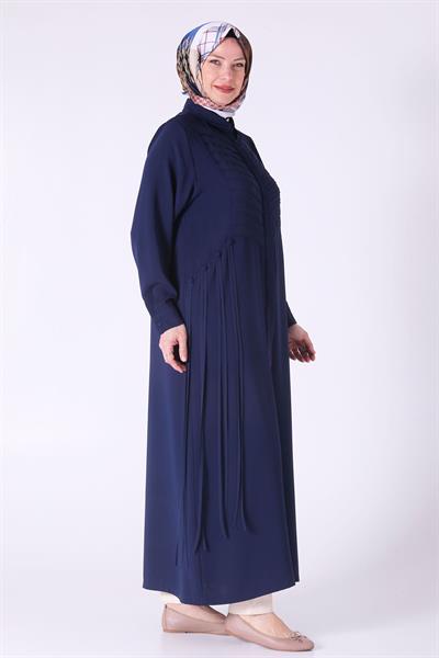 Behrem Büyük Beden Dokuma Ferace Lacivert OTW28067