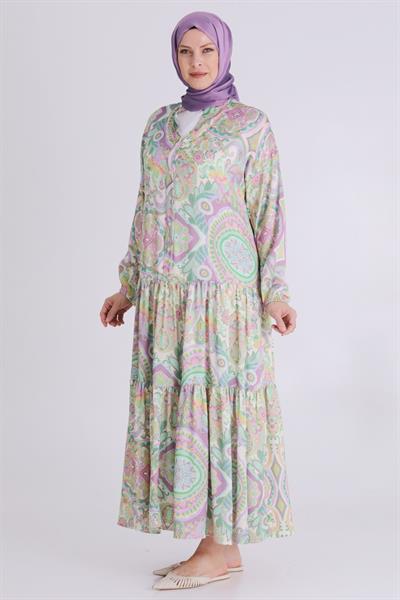 Behrem Büyük Beden Elbise Çağla OTW4003