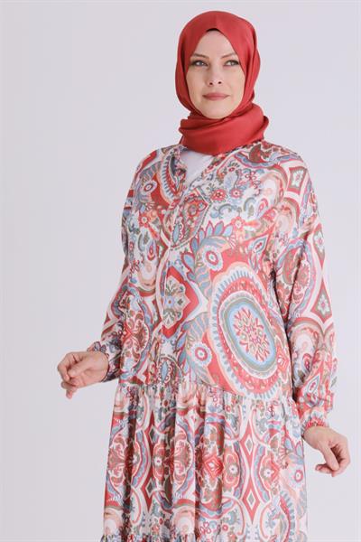 Behrem Büyük Beden Elbise Gül Kurusu OTW4003