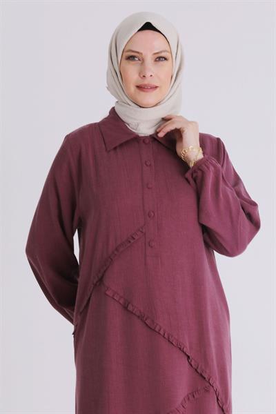 Behrem Büyük Beden Elbise Vişne OTW7523