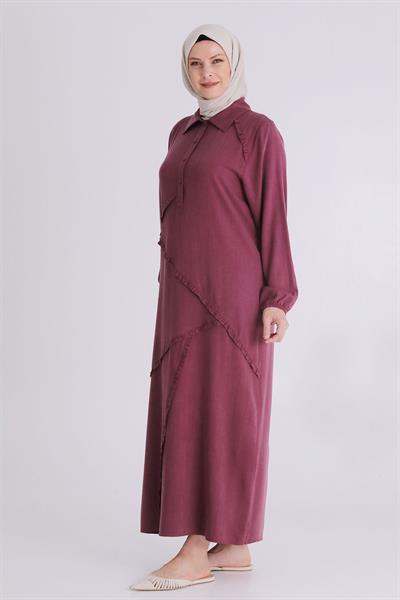 Behrem Büyük Beden Elbise Vişne OTW7523