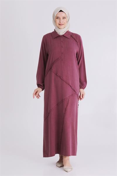 Behrem Büyük Beden Elbise Vişne OTW7523