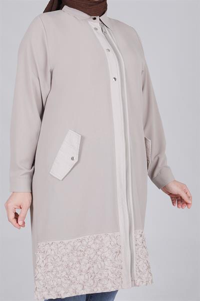 Behrem Büyük Beden Etek Ucu Çiçek Detaylı Kap Taş OTW25094