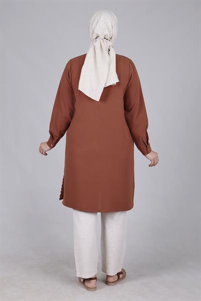 Behrem Büyük Beden Etek Ucu Çiçek Detaylı Kap Kahve OTW25094