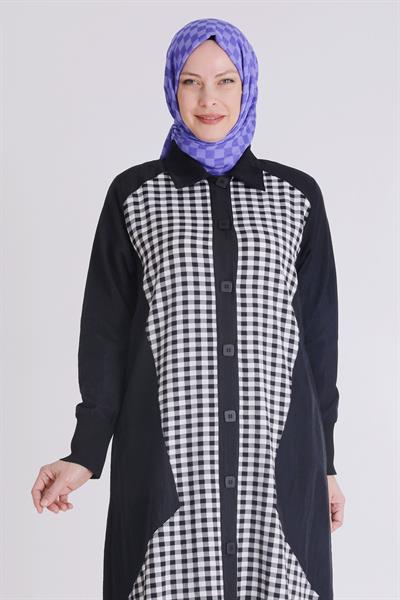 Behrem Büyük Beden Ferace Siyah OTW28073