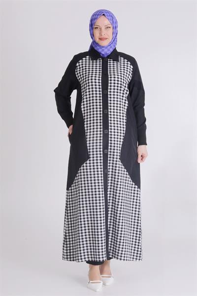 Behrem Büyük Beden Ferace Siyah OTW28073