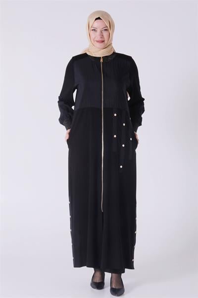 Behrem Büyük Beden Ferace Siyah OTW28070