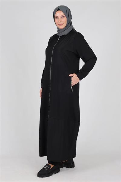 Behrem Büyük Beden Ferace Siyah OTW28051