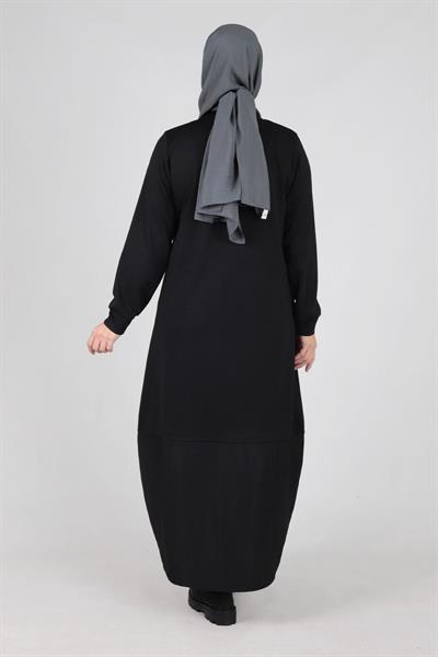 Behrem Büyük Beden Ferace Siyah OTW28051
