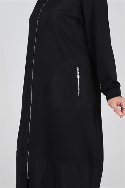 Behrem Büyük Beden Ferace Siyah OTW28051