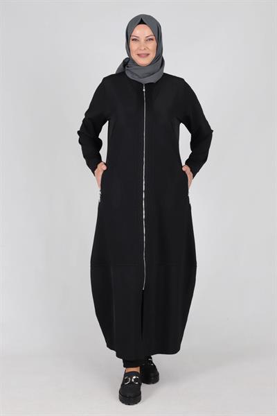 Behrem Büyük Beden Ferace Siyah OTW28051