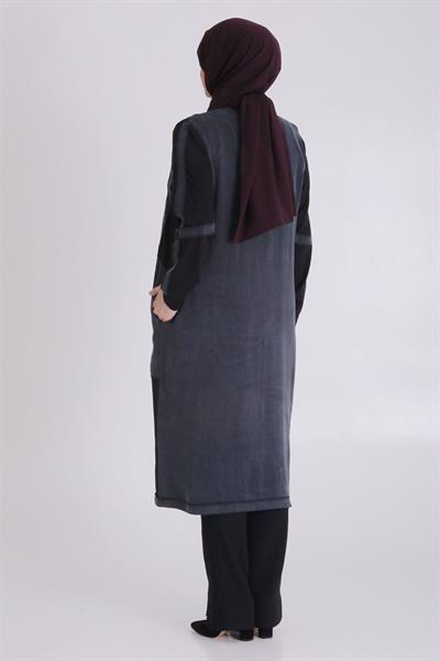 Behrem Büyük Beden İpek Kupra Kap Siyah OTW25122