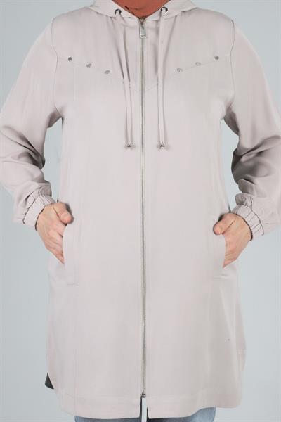 Behrem Büyük Beden Kapüşonlu Spor Kap Taş OTW25085