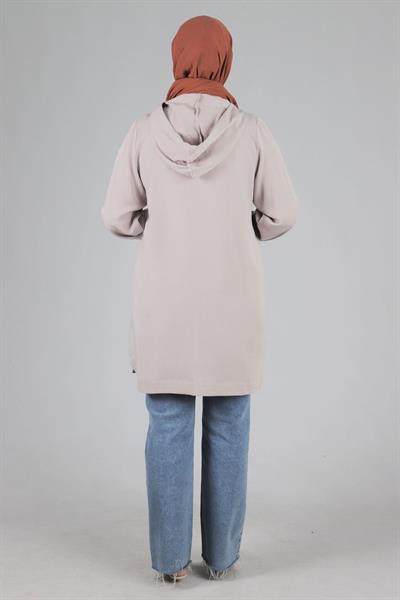 Behrem Büyük Beden Kapüşonlu Spor Kap Taş OTW25085