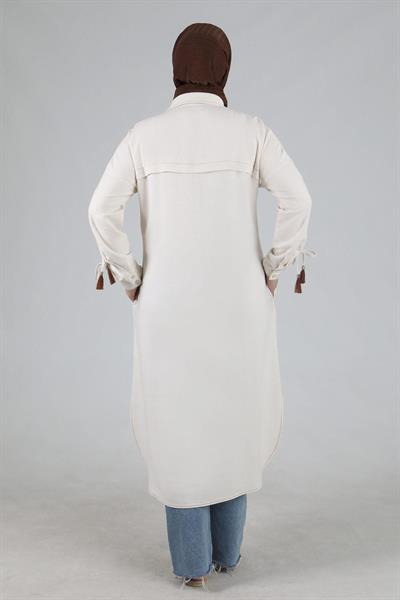 Behrem Büyük Beden Keten Kap Bej OTW25092