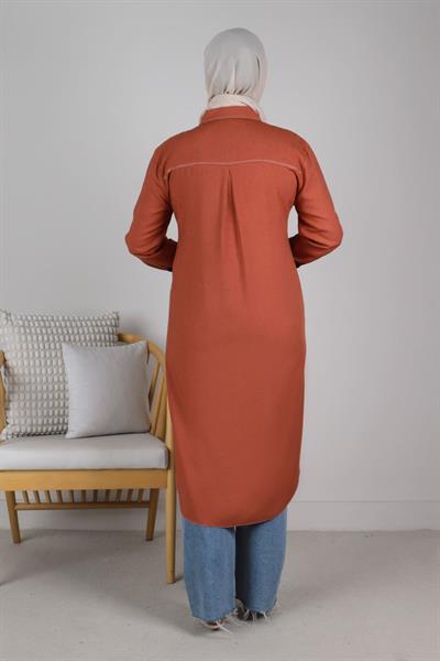 Behrem Büyük Beden Keten Kap Şeftali OTW25070