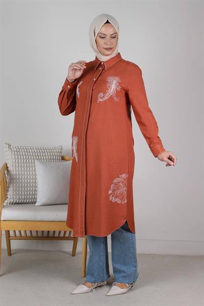 Behrem Büyük Beden Keten Kap Şeftali OTW25070