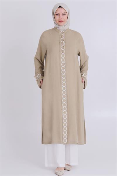 Behrem Büyük Beden Keten Takım Camel OTW35120