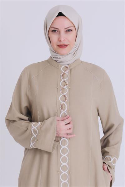 Behrem Büyük Beden Keten Takım Camel OTW35120