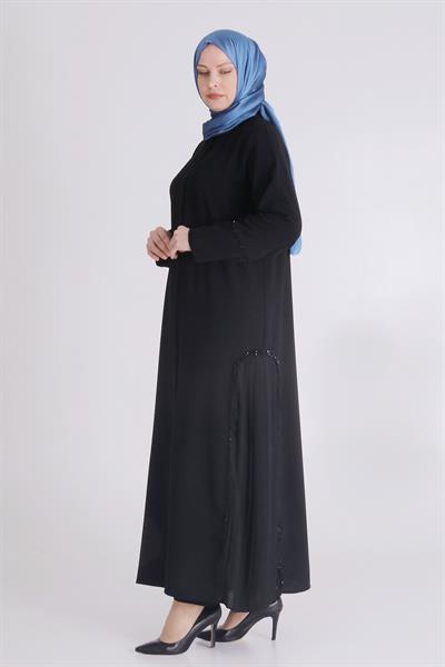 Behrem Büyük Beden Krep Abaya Siyah OTW65011