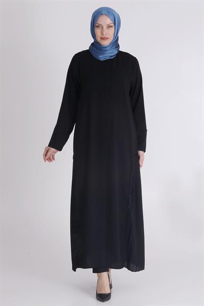 Behrem Büyük Beden Krep Abaya Siyah OTW65011