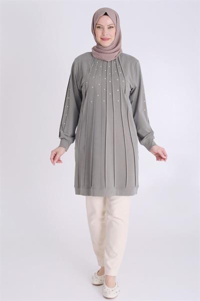 Behrem Büyük Beden Lyocell SporTunik Haki OTW20118