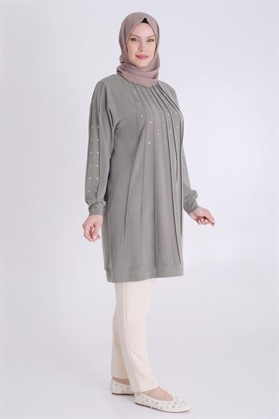 Behrem Büyük Beden Lyocell SporTunik Haki OTW20118