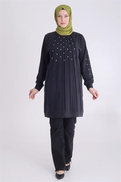 Behrem Büyük Beden Lyocell SporTunik Siyah OTW20118