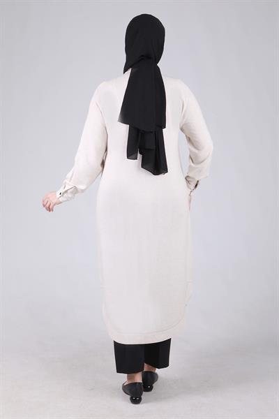 Behrem Büyük Beden Nakış İşlemeli Kap Bej OTW25096