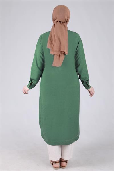 Behrem Büyük Beden Nakış İşlemeli Kap Yeşil OTW25096