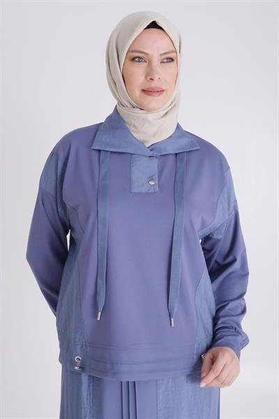 Behrem Büyük Beden Örme Etekli Takım Morcivert OTW35132