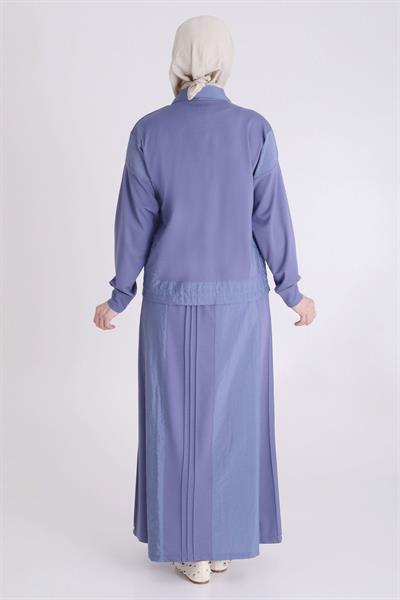 Behrem Büyük Beden Örme Etekli Takım Morcivert OTW35132