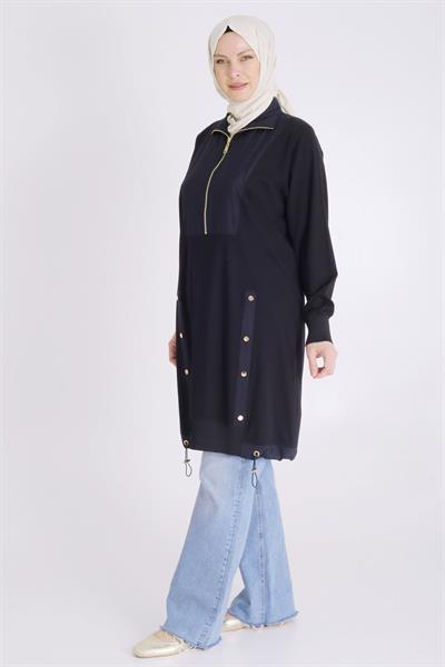 Behrem Büyük Beden Örme Tunik Siyah OTW20120