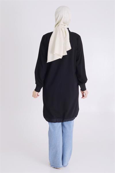 Behrem Büyük Beden Örme Tunik Siyah OTW20120