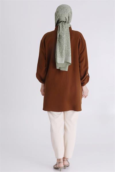 Behrem Büyük Beden Oversize Tunik Tarçın OTW2346