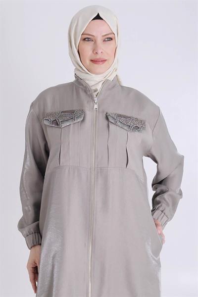 Behrem  Büyük Beden Pantolonlu Takım Gri OTW35129