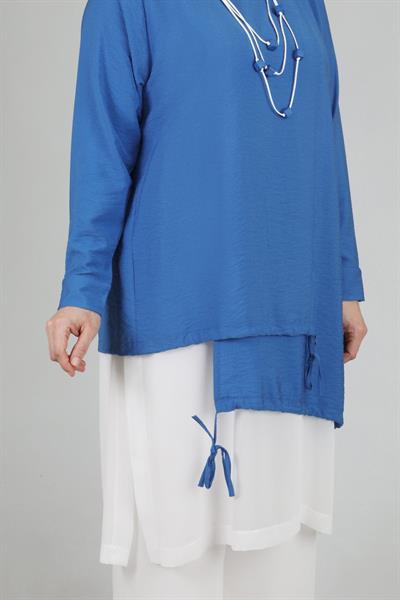 Behrem Büyük Beden Pantolonlu Takım İndigo OTW35098