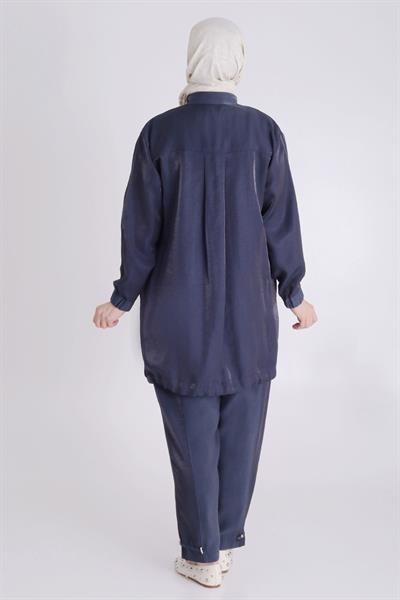 Behrem  Büyük Beden Pantolonlu Takım Lacivert OTW35129