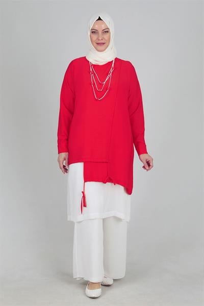 Behrem Büyük Beden Pantolonlu Takım Mercan OTW35098