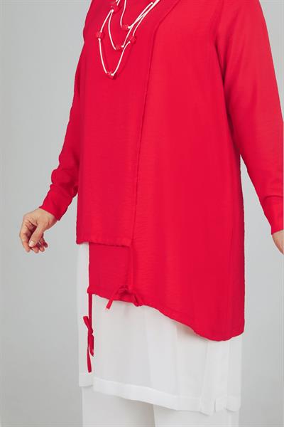 Behrem Büyük Beden Pantolonlu Takım Mercan OTW35098