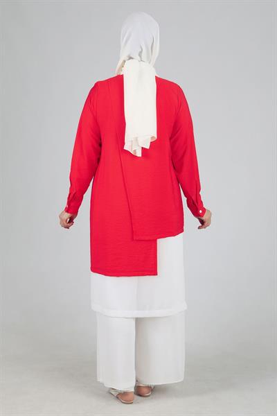 Behrem Büyük Beden Pantolonlu Takım Mercan OTW35098