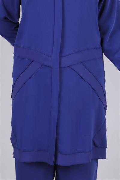 Behrem Büyük Beden Pantolonlu Takım Morcivert OTW35105