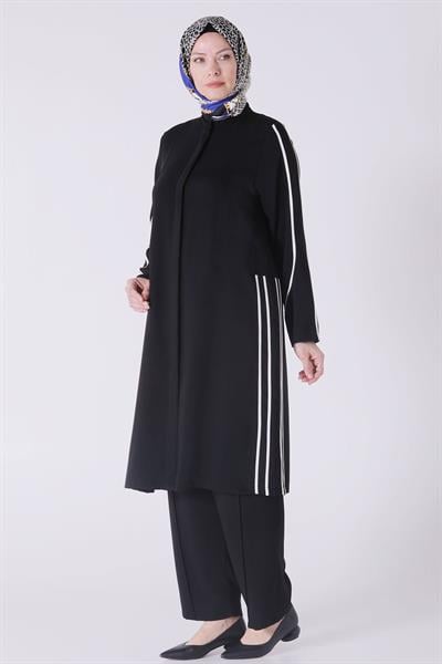 Behrem Büyük Beden Pantolonlu Takım Siyah OTW35116